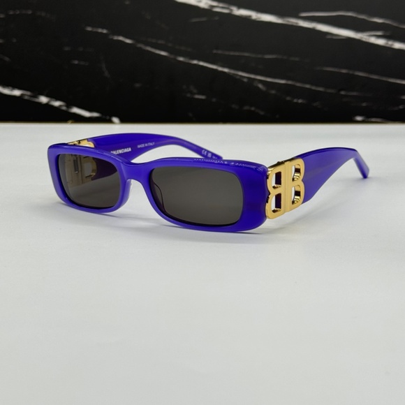 NEW BB0096S 004 BALENCIAGA PURPLE GREY SQUARE UNISEX BALENCIAGA SUNGLASSES - Picture 3 of 9